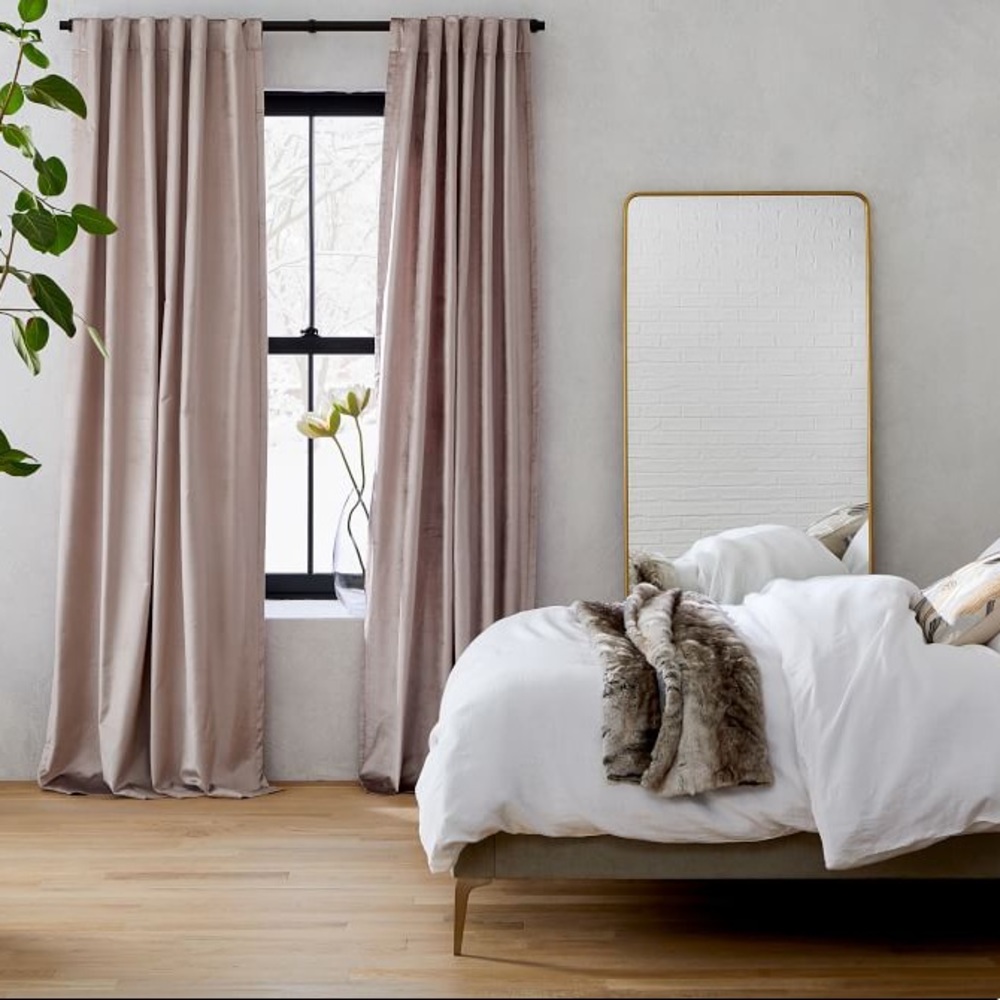 West Elm Cotton Luster Velvet Dusty Blush Curtain